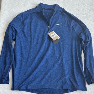 Nike DriFit UV Deep Blue Long Sleeve 1/4 Zip Running Shirt NWT
